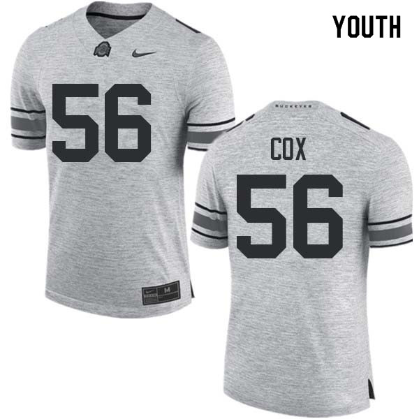 Ohio State Buckeyes Aaron Cox Youth #56 Gray Authentic Stitched College Football Jersey